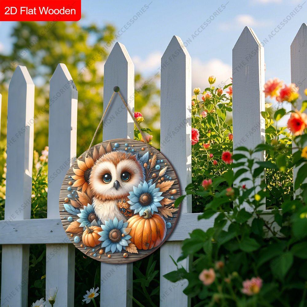 2D Plane Hanging Decorative Signs, Interior Wall or Door Decoration, Garden Decoration, Owl Pattern, Interesting Gifts for Family and Friends