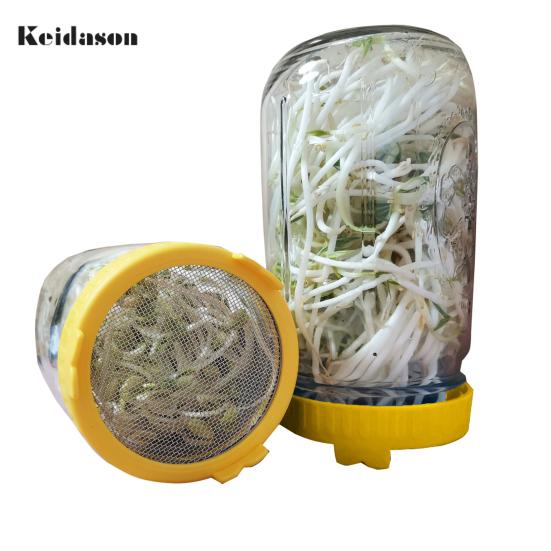 Durable Fine Holes Bright Color Sprout Lid Mason Jar Plastic with Stainless Steel Screen for Household