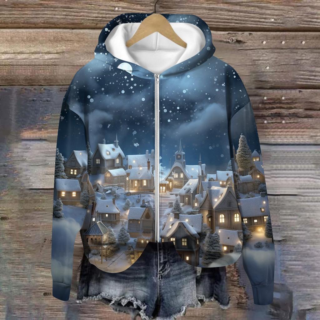 Jackets For Women Long Sleeve  Zip Up  Print Outerwear Casual Jackets
