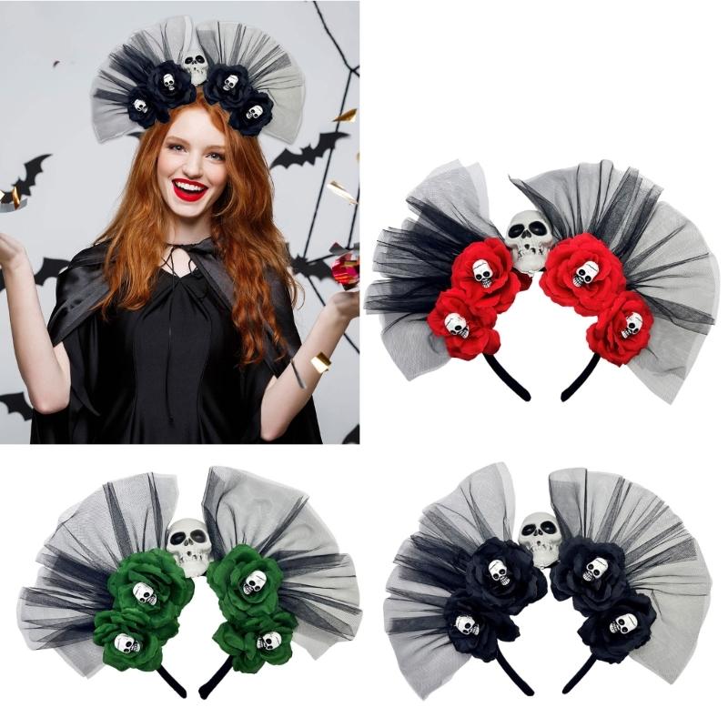 Mexicans Rose Florals Crown Garlands Flower Headband Skeleton Florals Headband Halloween Dia De Los Muerto Party Costum