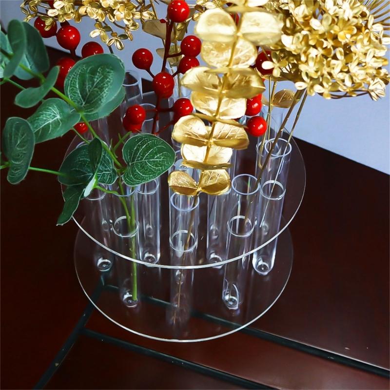 1Set Round Flower Vase Acrylic Plant Organization Holder Household for School Office Bedroom Decoration Present