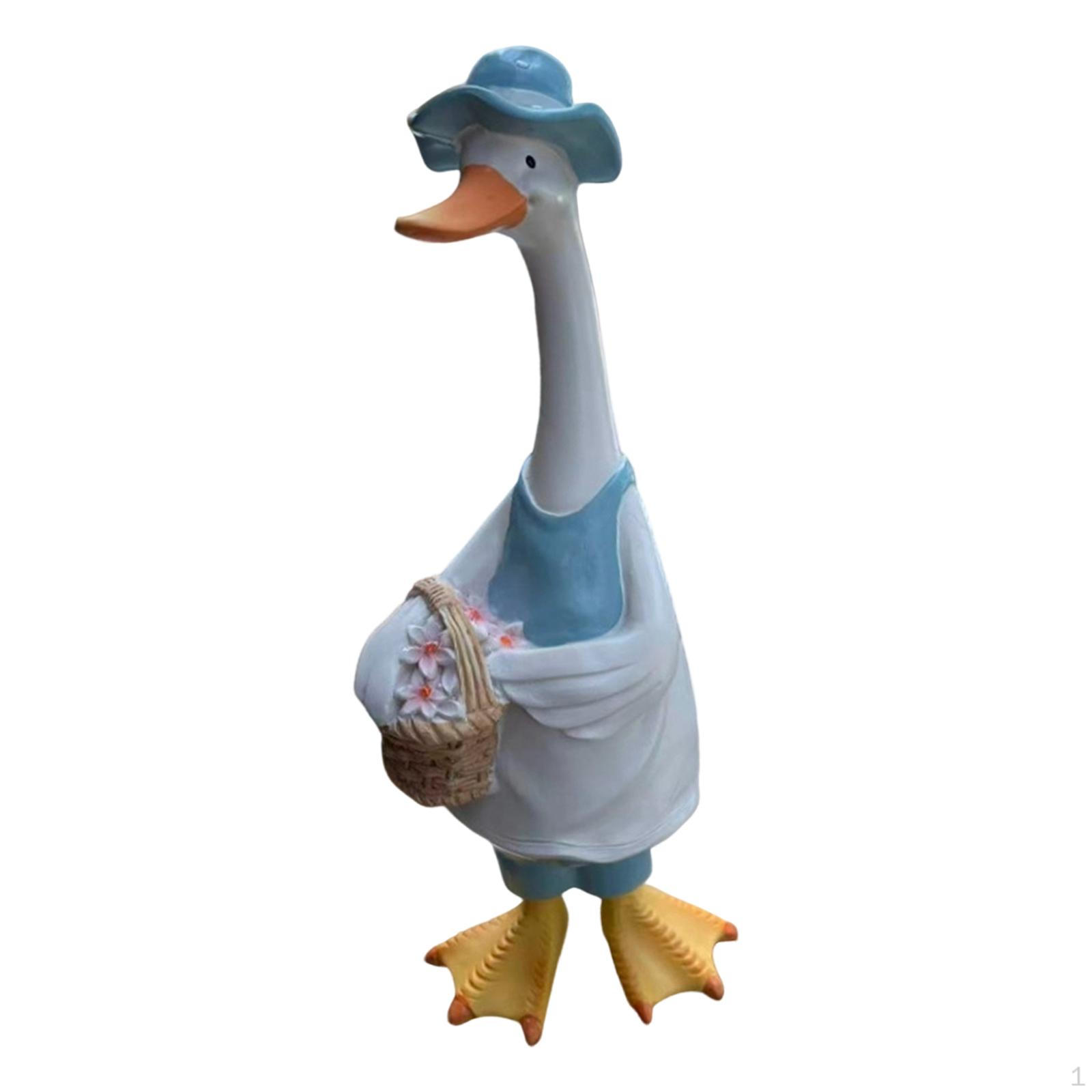 

Garden Duck Statue Accessories Craft Sturdy Versatile DIY Landscape Ornament Animal Sculpture for Pink Flower Duck