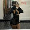 2026 New European and American Spice Girl Style Knitted Neck Dress Slim and Thin Short Holiday Style Swimsuit Blouse