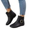Autumn new large buckle side zipper flat bottom low top European and American versatile women's boots fashionable and comfortable short boots