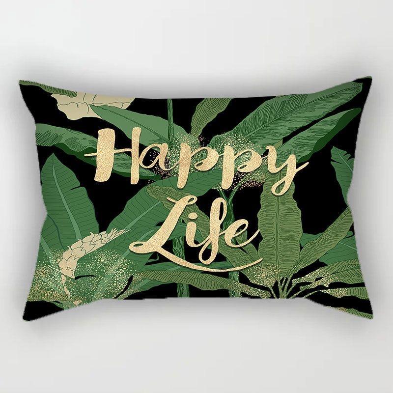 Tropical Plant Pattern Rectangular Polyester Pillowcase, Sofa Living Room Decorative Cushion Cover, Bedroom Bedside Pillow Cover