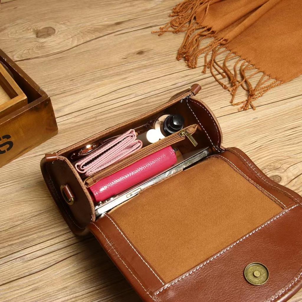New Casual and Versatile Soft Cowhide Shoulder Bag Retro Top Layer Vegetable Tanned Cowhide Crossbody Bag