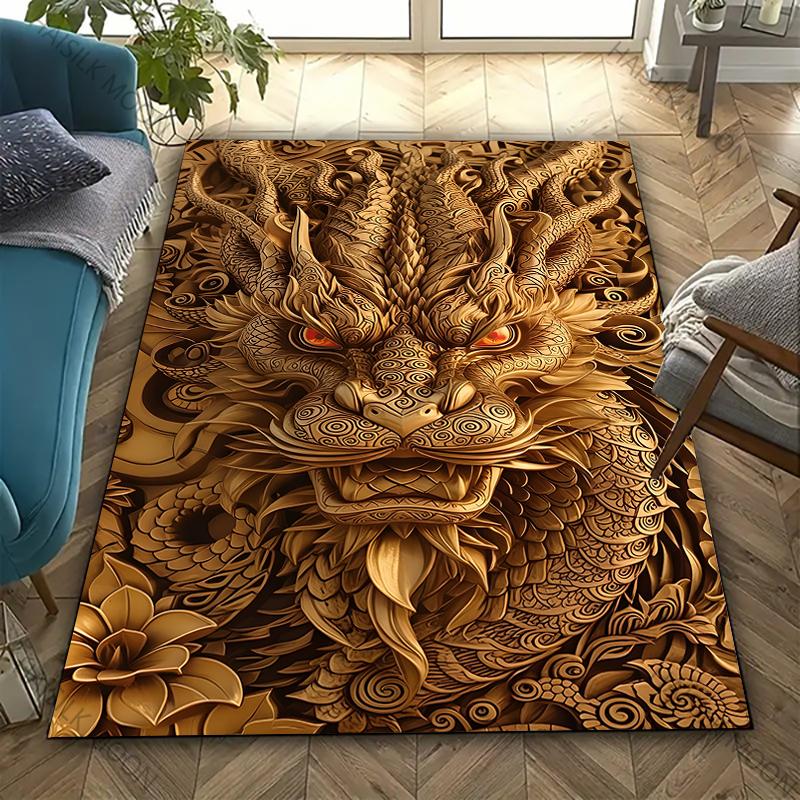 Sacred and Magnificent Oriental Dragon Carpet New Release! Rug for Living Room Bedroom,Office Areas,Durable Machine Washable Mat