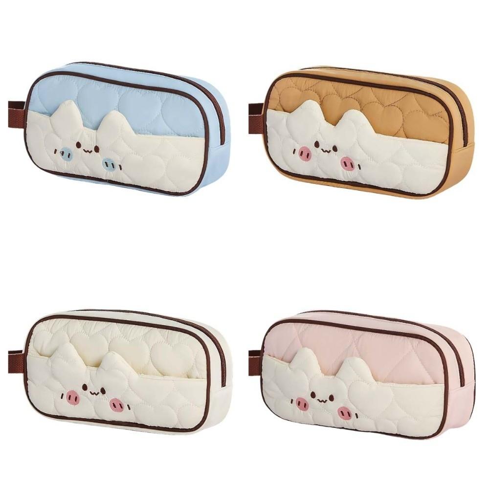 Cute Kitten Design Puff Cat Pencil Case Large Capacity Handheld Pencil Bag  Children
