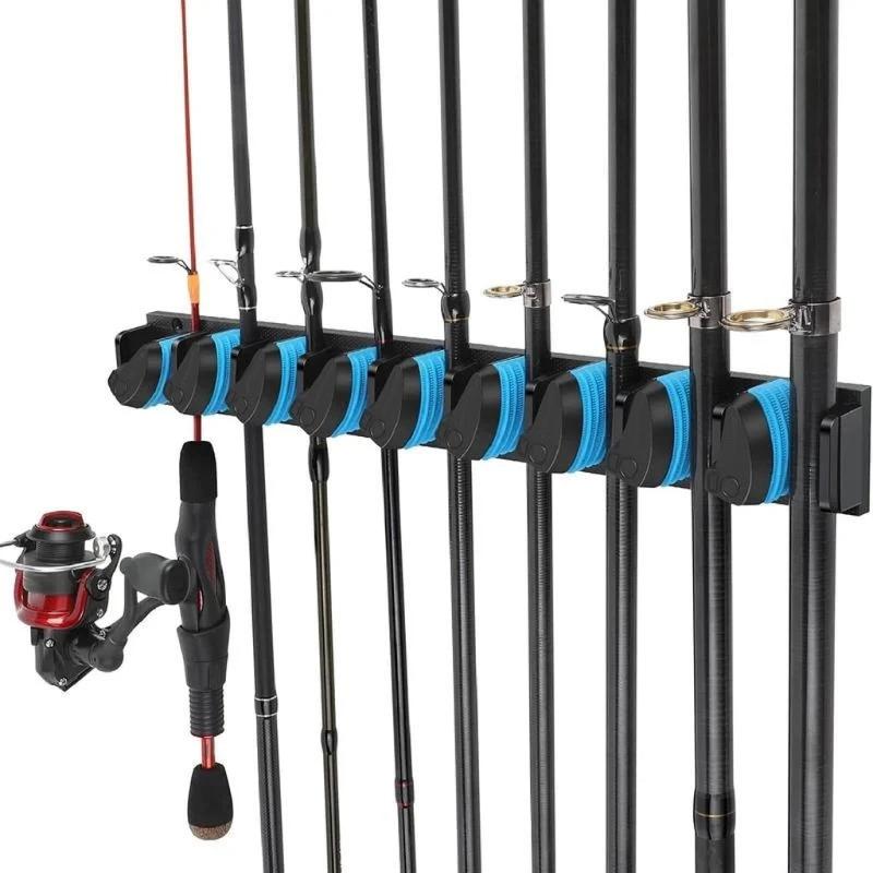 Fishing Rod Holder Replacement Wall Mounted Fishing Rod Rack Vertical Support 9 Rod Rack Fishing Accessories Enduring