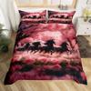 Cherry Blossom Horse Comforter Cover Twin for Kids Boys, Wild Animal Bedding Set Galloping Horse Duvet Cover with 2 Pillowcase