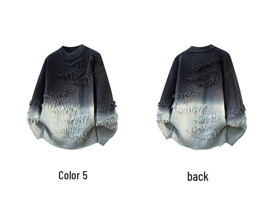 Farbverlauf Strickpullover: Trendiger lässiger Pullover mit Rundhalsausschnitt für Jugendliche