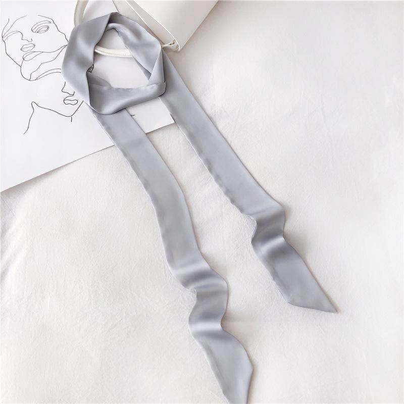 

Однотонный тонкий полосатый узкий шарф женский шарф поясной ремень повязка на голову галстук сумка лента лента лента светло-серый