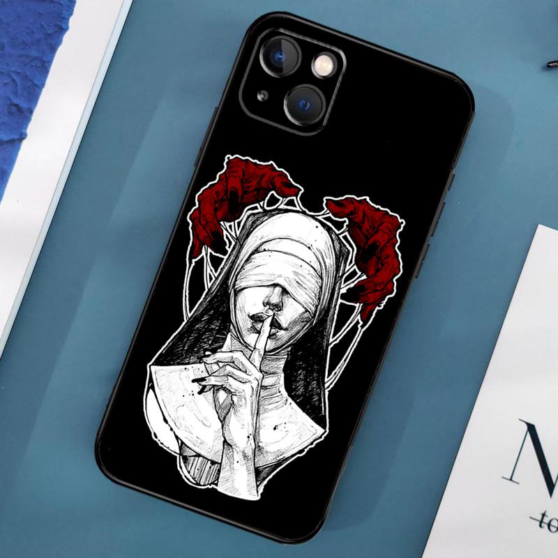 Satan Satanic Nun Phone Case For iPhone 15 14 Pro Max 11 13 12 Mini X XR XS Max SE 2020 7 8 Plus Cover Capa