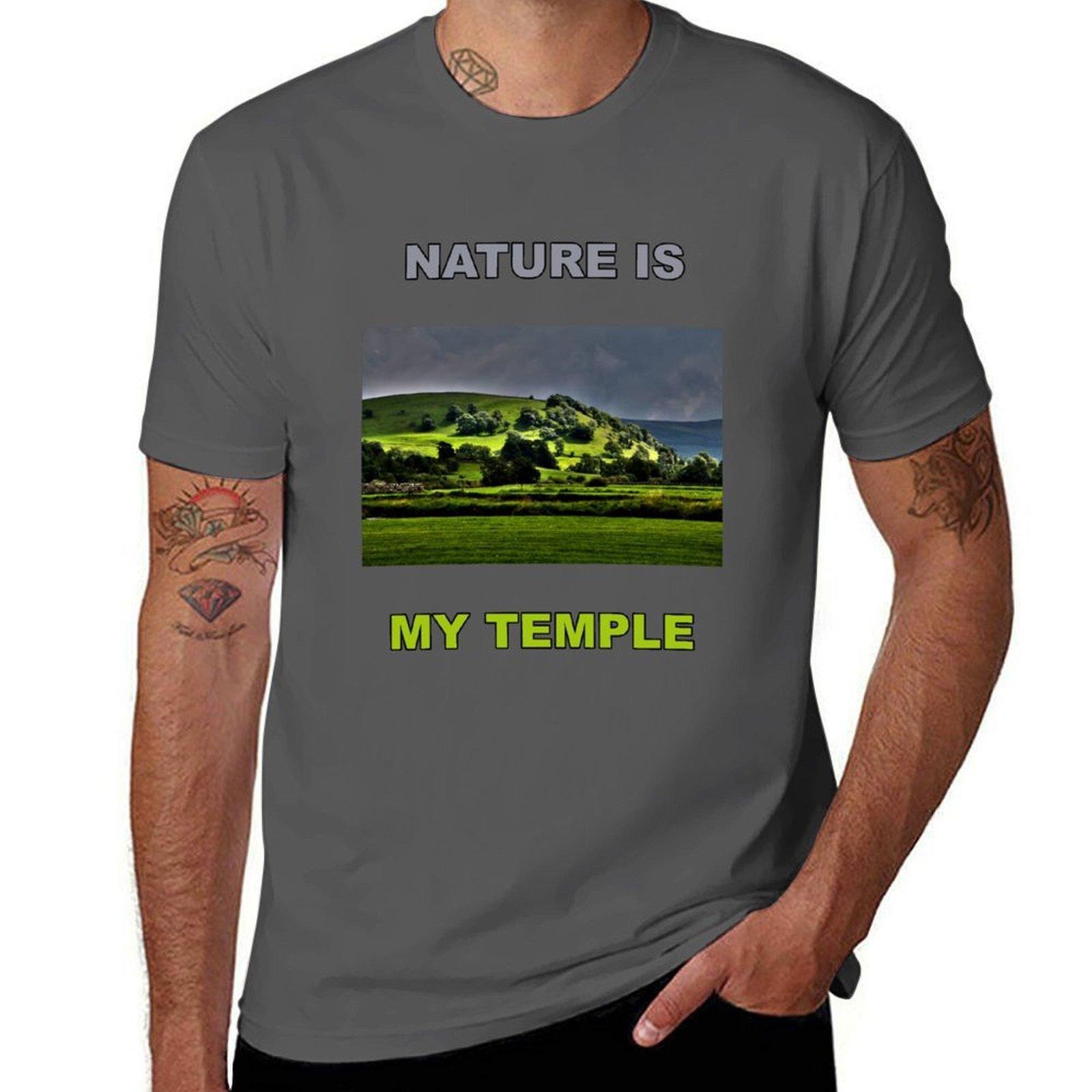 

Nature Is My Temple - Dramatic Hill Landscape T-Shirt cotton tshirt 100% t shirt man plain T-Shirt 4XL