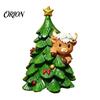 Christmas Party Supplies Highland Cow Stocking Figurine, Xmas Tree Cattle Resin Seasonal Shelf Decorations Statue, Animal Sculpture for Holiday
