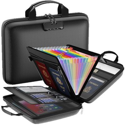 Hardshell Fireproof Document Box With Lock Important Document Organizer With 13Pocket Accordion File Folder Protective Organizer