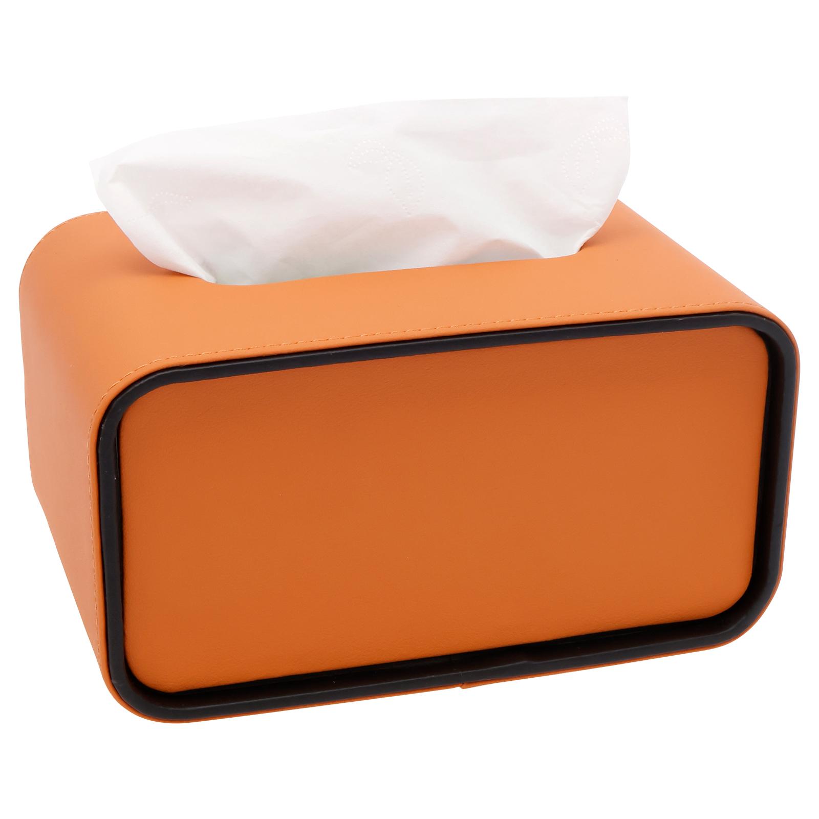 

Light Luxury PU Leather Tissue Box Cover Rectangular Desktop Napkin Organizer High-end Stylish Living Room Paper Storage Box оранжевый