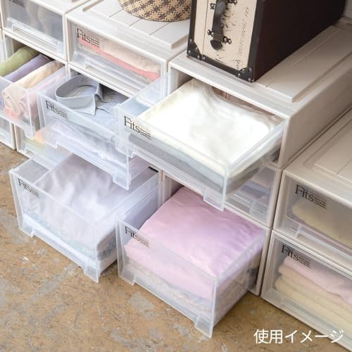Tenma Fits Case Closet Storage Box, 39cm Wide x 53cm Deep x 23cm High, Sagging-Resistant Storage Case, Made in Japan, Cappuccino Color, Size M-53