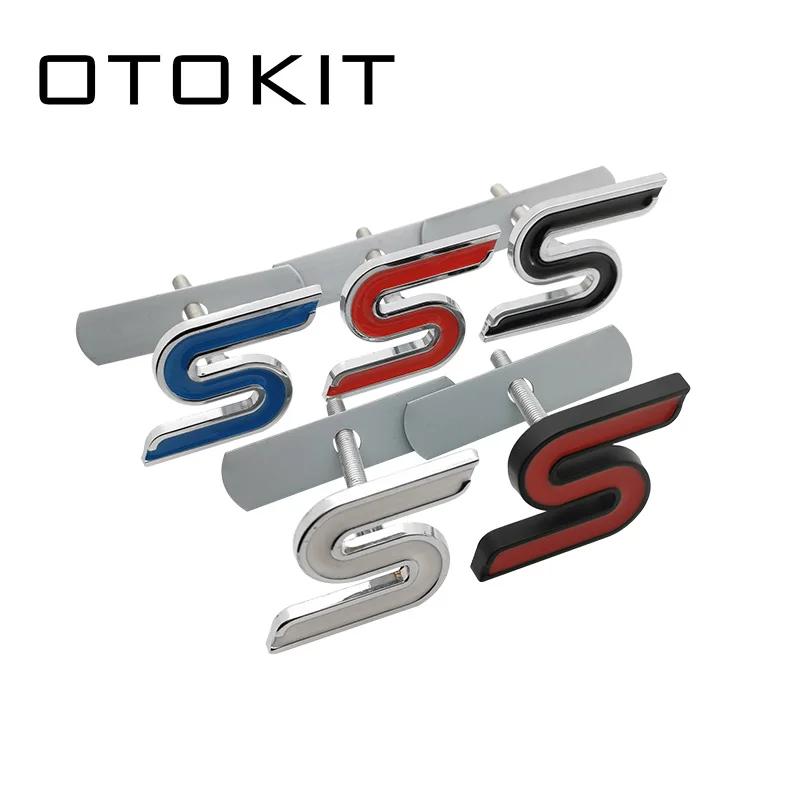 3D Metal S Front Grille Chrome Emblem Badge Car Stickers Decals for Ford Focus Fiesta Ecosport Kuga Mondeo Everest Car Styling