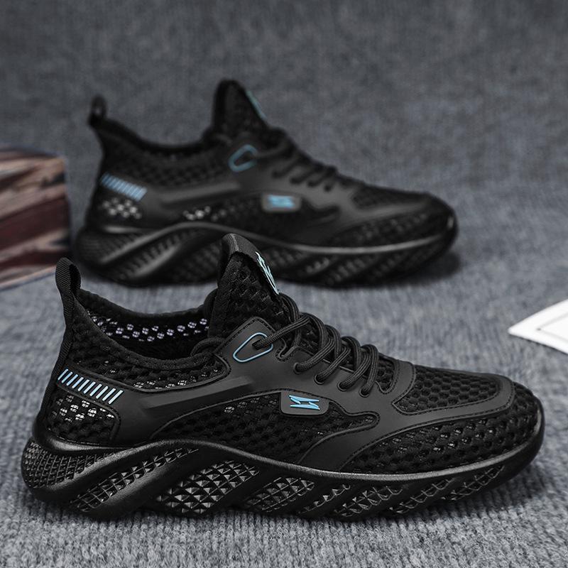 Men's Shoes 2025 Summer New Men's Hollow Breathable Deodorant Casual Mesh Shoes Soft Sole Shock-absorbing and Wear-resistant Sports Shoes