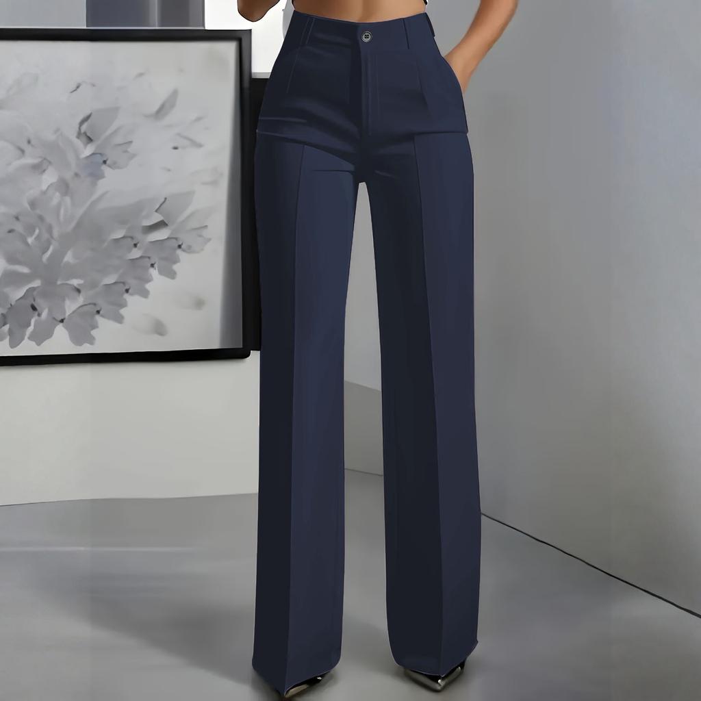 Women's Solid Color High Waist Hanging Straight Tube  Suit Pants For Women