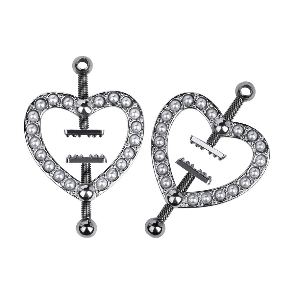 QKKQ Heart Shaped Nipple Clamps Metal Breast Clips Romantic BDSM Nipple Clamps Breast Bondage Sex Toys for Women Men