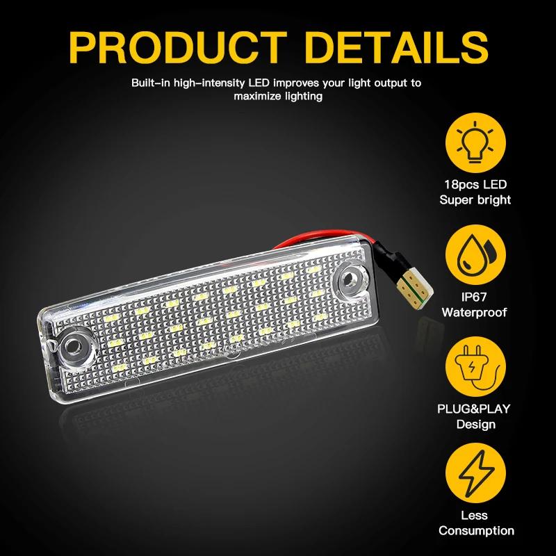 2pcs 12V No Error White LED License Plate Lights for 1996-2025 Toyota 4Runner 2008-2019 Sequoia Tail Number Plate Lamp Plug&Play