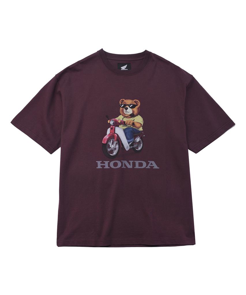 PHYPS MOTORCYCLE Honda Bear T-Shirt Burgundy