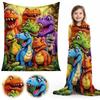 Flannel Throw Blanket Cute Smiling Dinosaur Blanket HD Digital Print for Sofa Bed Home Office Outdoor Camping Chair Warm Blanket