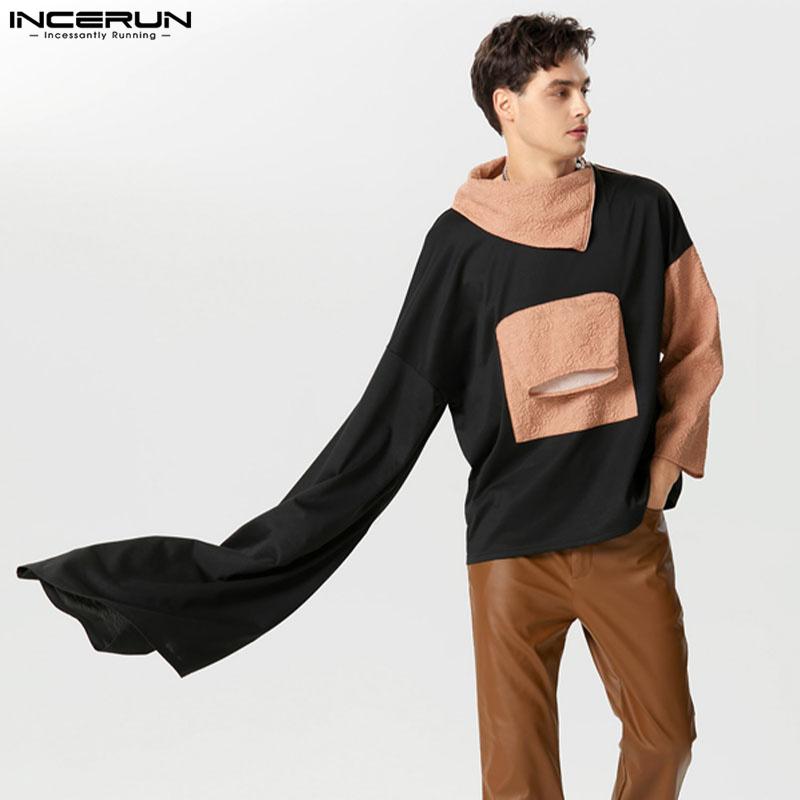 

INCERUN Мужские цветные топы с длинными рукавами и нерегулярной вышивкой