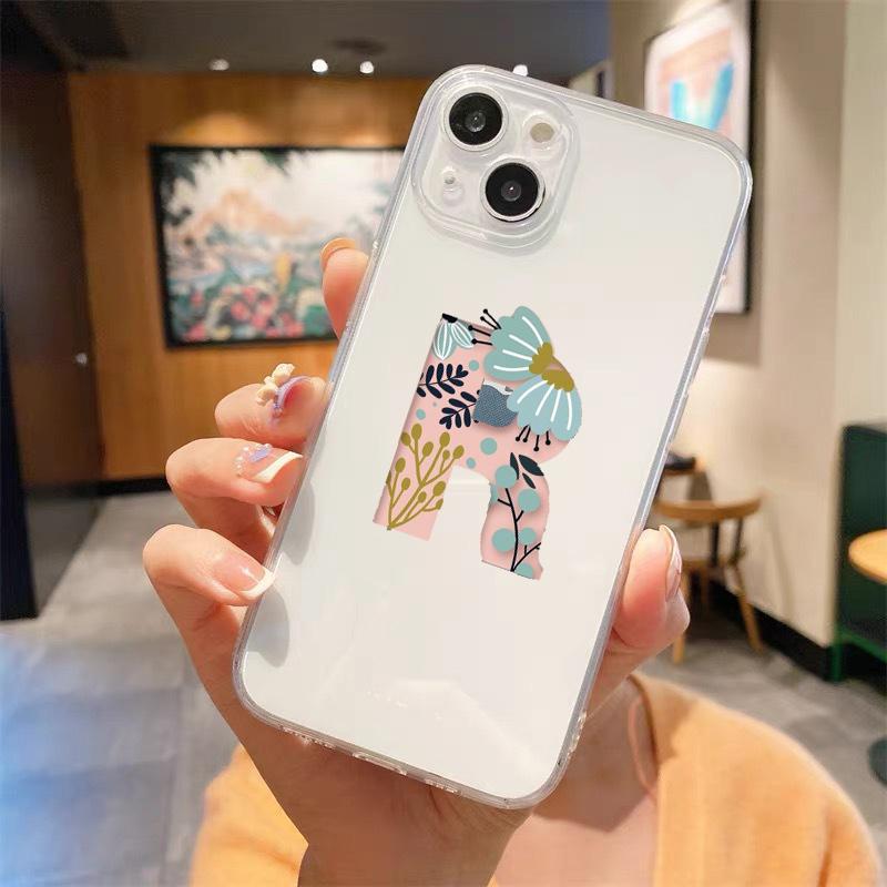 Fashion Letter Flowers Art Luxury Transparent Soft Phone Case For iPhone 15 14 13 12 11 Pro Max XS X XR 7 8 Plus Cover Fundas