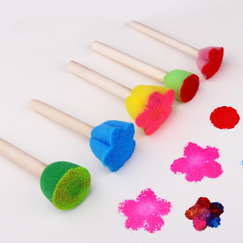 5pcs Child Interactive Puzzle Toys Children Drawing Toy Graffiti Assistance Tool Paint Brush Sponge Brush Finger Painting Parent