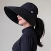 Wide Brim Black UV Protection Hat Women Foldable Outdoor Sun Fishing Cap