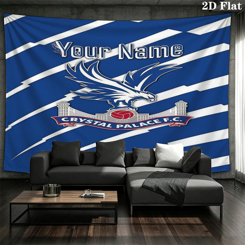 Crystal Palace F Custom Name Wall Tapestry Aesthetic Wall Hanging Printed Fabric Blanket Decorative Tapestries for Bedroom Living Room Home Decor