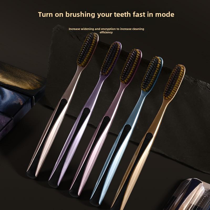 [5 Pack] U-Shaped Long Head Soft Bristle Toothbrush for Adults - Non-Slip Wide Handle
