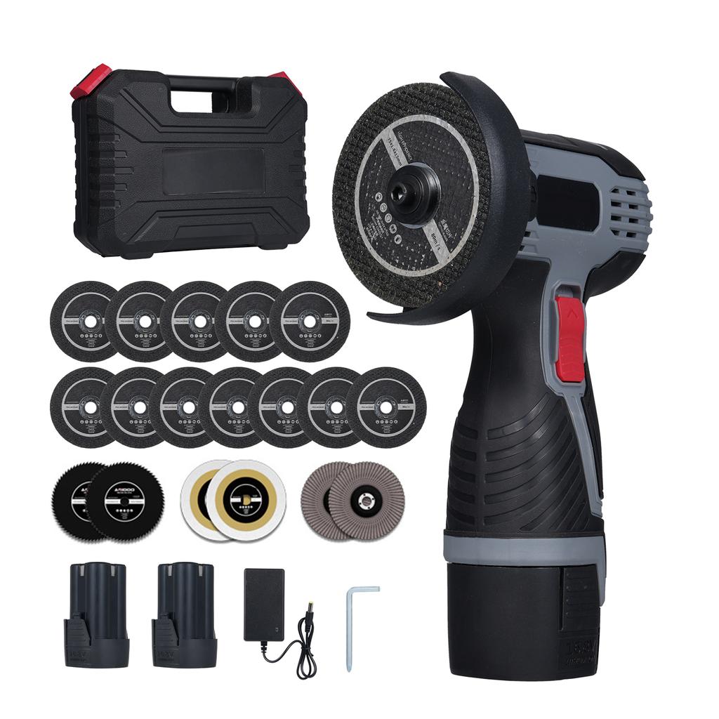 Brushless Angle Grinder 28000RPM Cordless Angle Grinder Electric Grinding Tool Mini Angle Grinder with 16.8V 2*1500mAh Battery