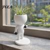 Smooth Surface Flowerpot Fun Workout Figure Planter, Modern Resin Treadmill Runner Plant Pot, Dumbbell Fitness Themed Decor Body Builder Holder, Cute