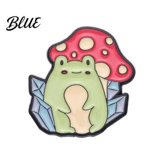 Bright Color Brooch Pin Frog Mushroom Design Lapel Enamel Glaze