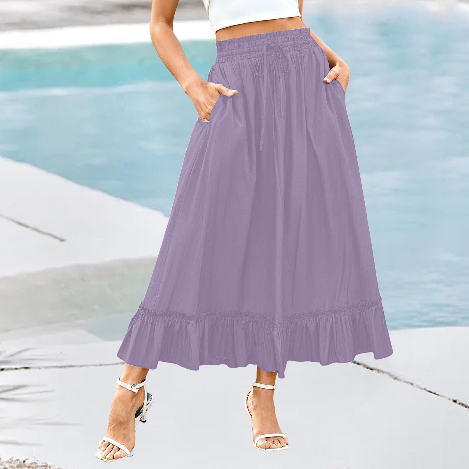 

Женская модная и повседневная эластичная резинка на поясе, черный карман с грибковым краем, однотонная юбка XXL