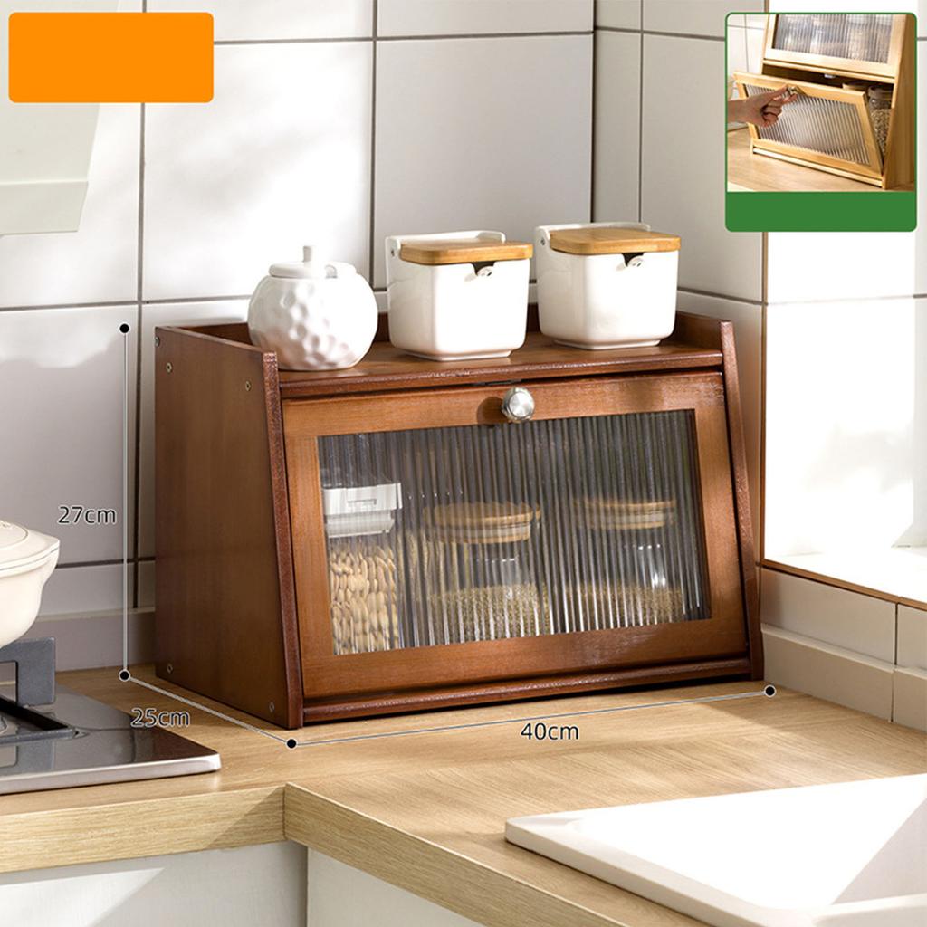 Bamboo Spice Condiment with Door Waterproof Bamboo Countertop Storage Cabinet for Home