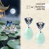 925 Silver Needle Earrings with Inlaid Imitation Hetian Jade - Retro Qipao Style with High-End Luxury Thai Silver