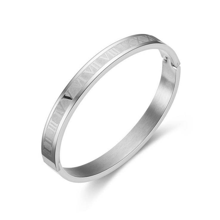 European  American Style Roman Numeral Stainless Steel Bracelet