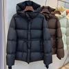 Fashion Winter Hooded Down Coat Women's Thickened Warm  Adjustable Waist Puffer Jacket  Loose Outwear