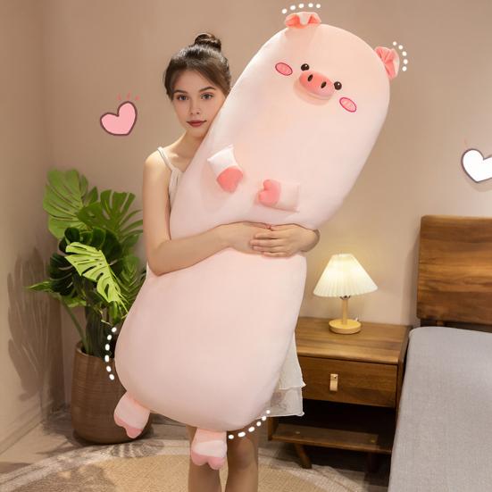 Pluszowa Poduszka Ciała Świnka Długa Przytulanka dla Snu i Przytulania Miękka Poduszka do Łóżka dla Osób Śpiących na Boku