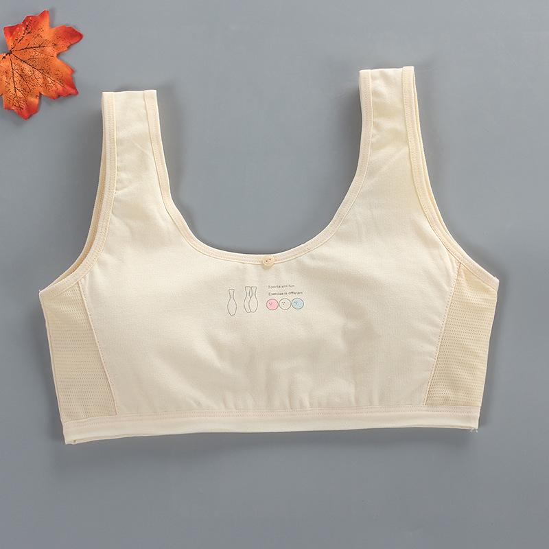 

Cotton Mesh Summer Breathable Girls Bra Puberty Students Vest Underwear for Junior and High School Students Kids Lingerie бежевый