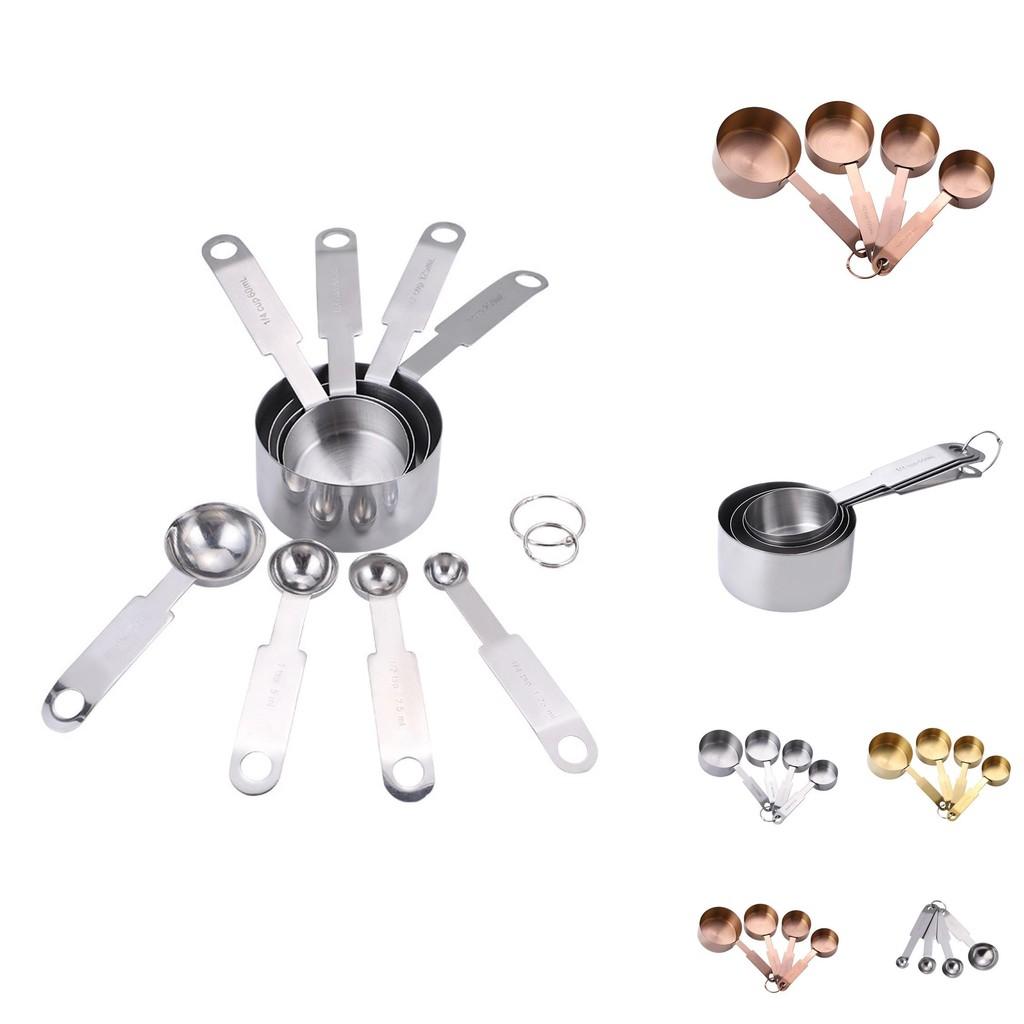 Elegantes 4-teiliges Messbecher- und Löffelset aus Edelstahl für modernes Küchenbacken