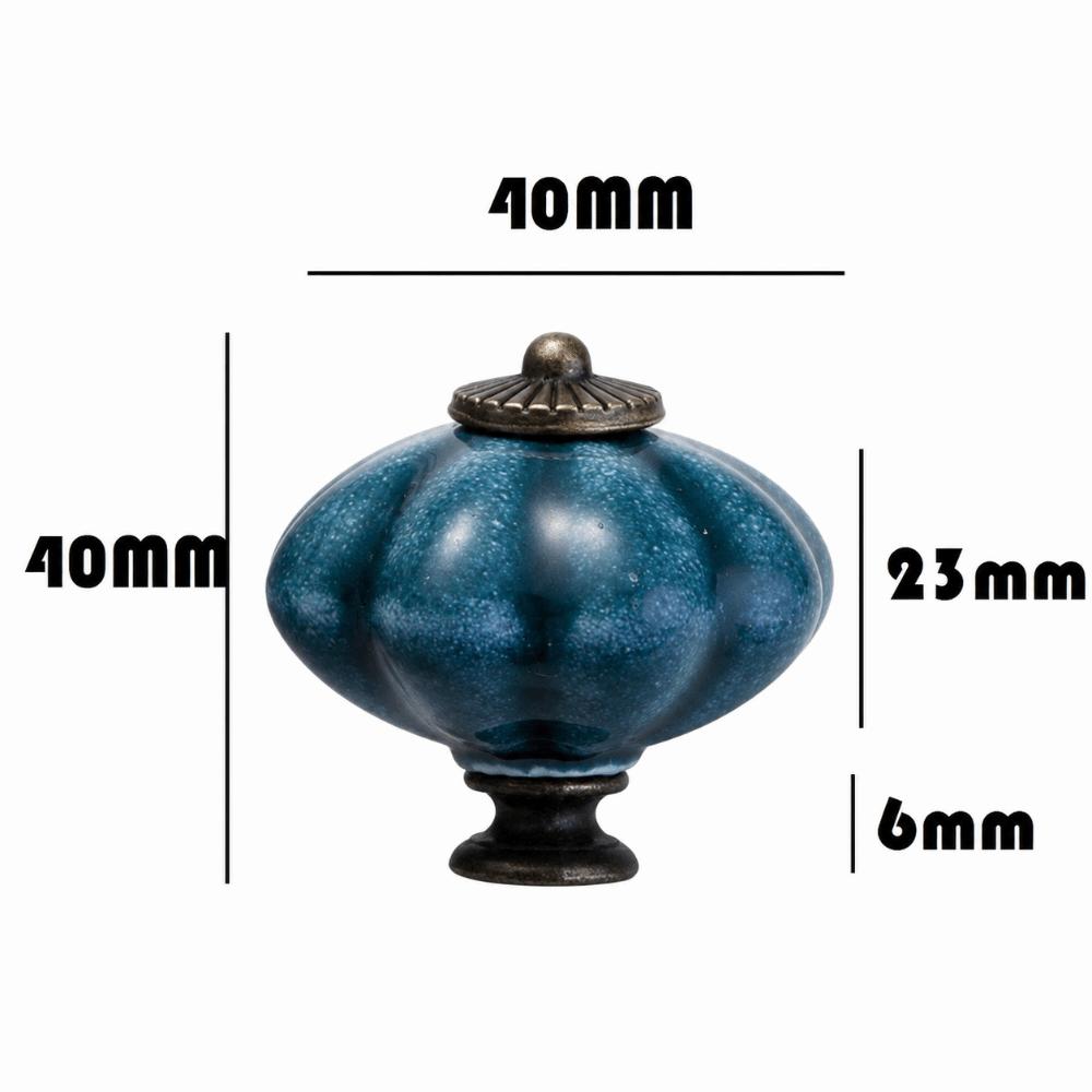 Pumpkin Shape Cabinet Door Knobs Floral Pattern Ceramic Cabinet Knobs Cupboard Door
