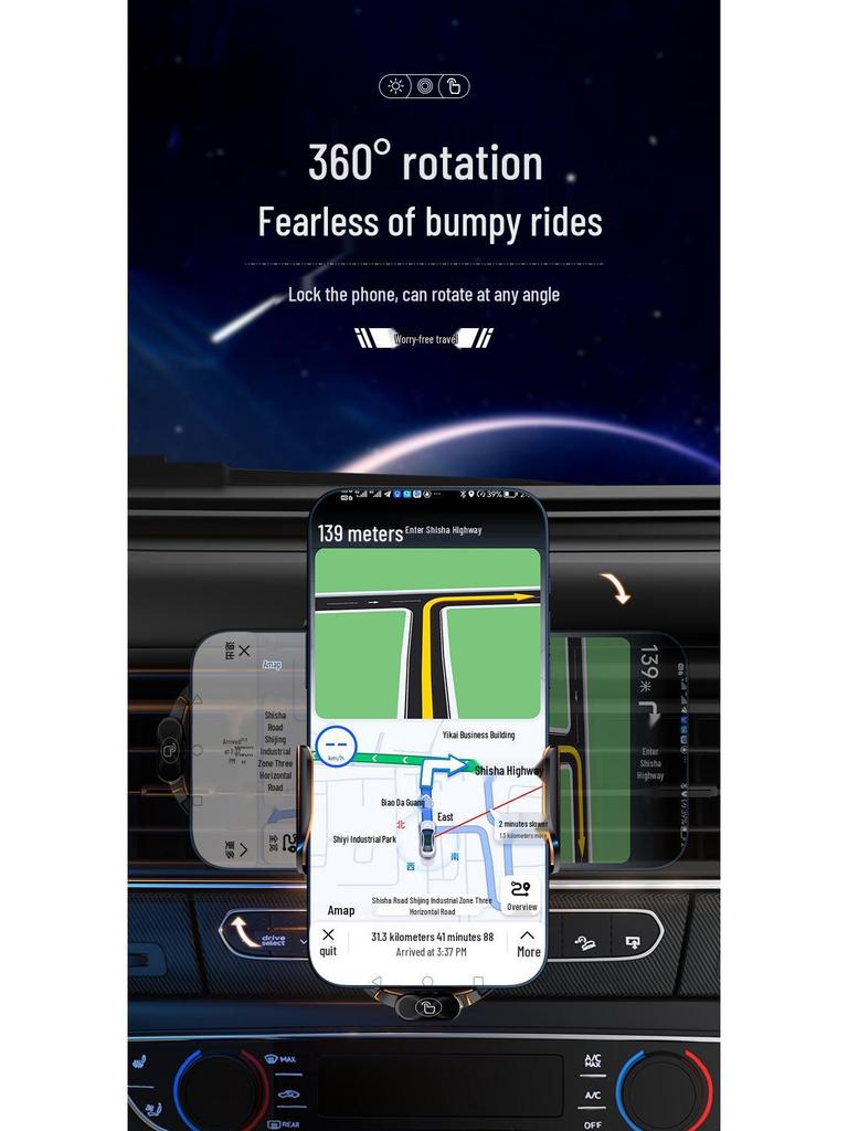 Magic Clip Q18 Transparent Car Wireless Charging Phone Holder