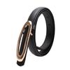 Minimalist Women Leather Belt With Elliptical Flat Buckle For Dress And Jeans