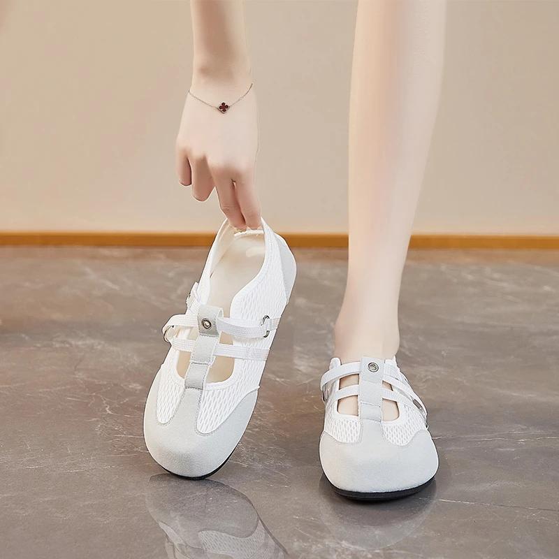 Fashion 2025 New Summer Shoes New Hollow Mesh Breathable Flat Casual Board Shoes Patchwork Mesh Shoes Shallow Mouth Designer